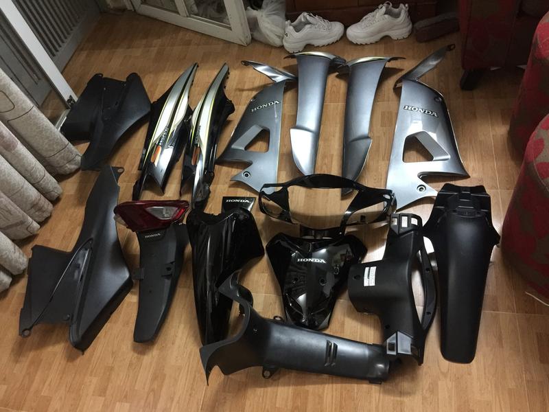 Dàn Áo Wave S100 Hàng Cao Cấp MÀU ĐEN XÁM Bộ Vỏ Xe Wave Rs100 Kèm Tem 3 Lớp-Dàn Áo Wave 50cc Nhãn Dán Decal Phụ Kiện Phụ Tùng