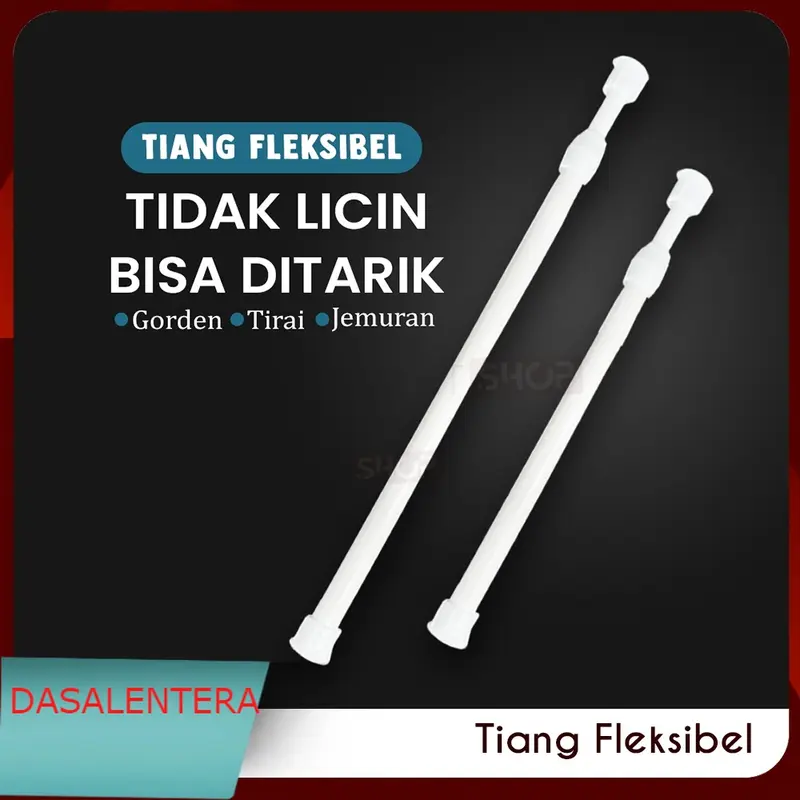 Tiang Shower Gorden Horden Jendela Gantungan Jemuran Baju Tanpa Bor Paku Besi Fleksible Rak Dinding 0