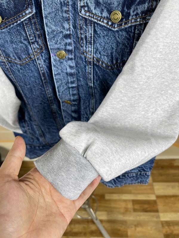 Áo khoác bò nam nữ phối mũ nỉ tay nỉ CE=LINN (35-80kg) - Phong cách trẻ trung năng động - Jacket, Menswear Kem aokhoac nam có thể giặt máy khóa kéo áo  bomber 5