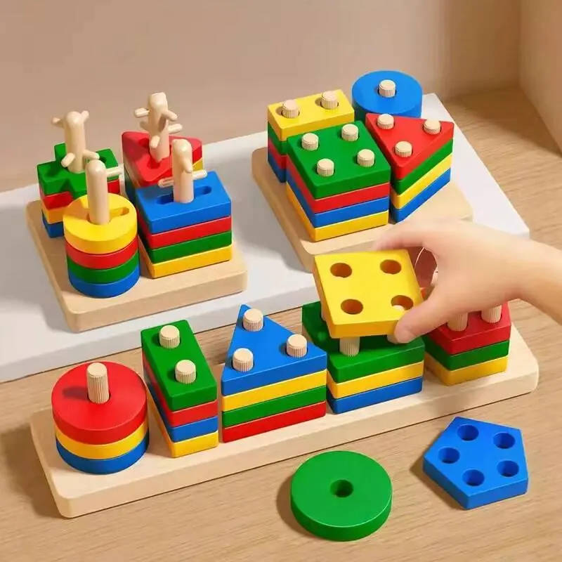Montessori Toy Wooden Building Blocks Maagang Pag-aaral Pang-edukasyon ...