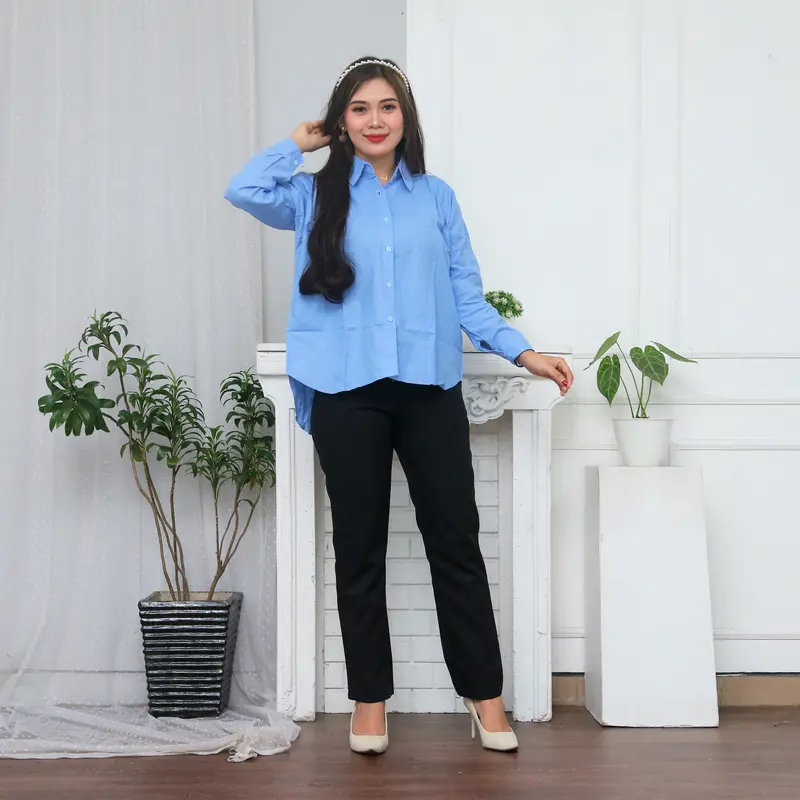 KEMEJA NELKA SHIRT TOP HITS OOTD SELEBGRAM FASHION GROSIR MURAH WANITA TERBEST SELLER Polos Hitam Putih Baju Kain 8
