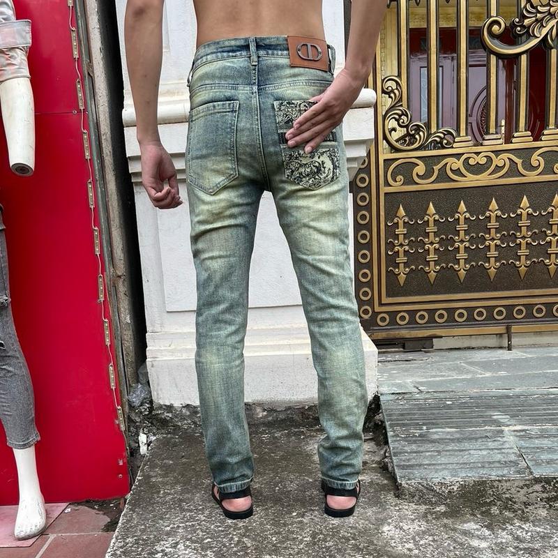 Quần jeans nam ống côn vải co giãn màu bẩn hoạ tiết túi HU1930  ( ảnh thật tự chụp, miễn ship ) Menswear