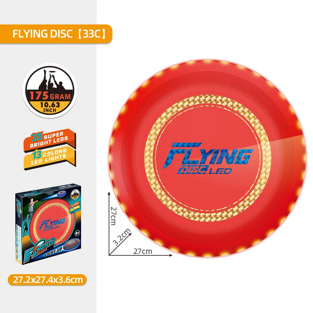 Sports Toys.10.63-inch luminous frisbee toys, outdoor night parent-child sports frisbee toy sets, outdoor toys.