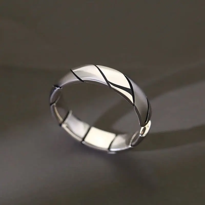 Cincin Garis Silang Minimalis S925 Perak Sterling Anti Karat Ukuran Dapat DIsesuaikan / Aksesoris Fashion Cincin Pria Wanita Simple Casual / Silver Simple Diagonal Lines Adjustable Resizable Open Ring / Cool Manly Accessories For Men Punk Viking Biker