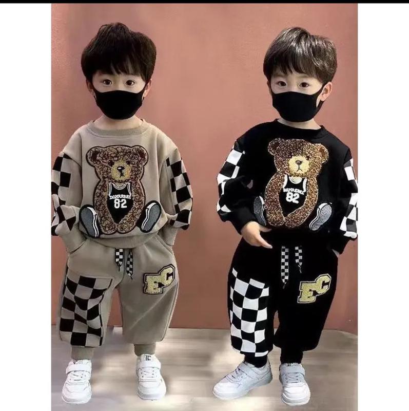 Bộ gấu hàn quốc chất nỉ bông dày ấm đẹp cho bé yêu 8 - 25 kg đường may mũi chỉ cẩn thận kỹ càng