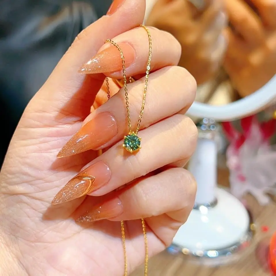 Dây chuyền mặt ổ đá 6 chấu k.im M.o.i.s 6li xanh trắng va.ng 10k Hàng ngày