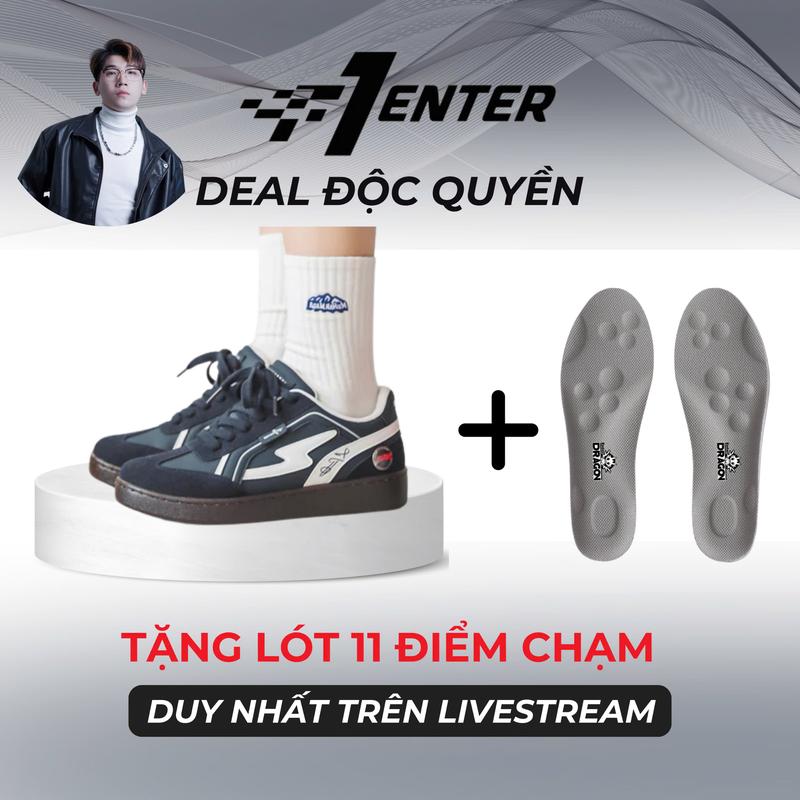 Combo Độc quyền Giày sneaker thể thao nam nữ Enter Dragon Funny Dragon + Lót cao su non 11 điểm chạm massage bàn chân