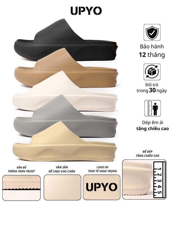 Dép Nam Nữ UPYO - Đế Tăng Chiều Cao, Slipper Đế Bằng Cao Su, Chống trơn trượt, dép lê quai ngang (FLOAT - UD26) Đồng dép nam