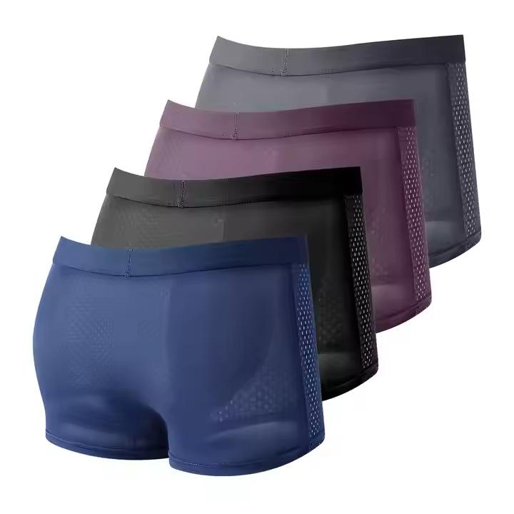 Hot Summer Ice Silk Mesh Angola Red High-End Underwear Men's Boxer Boxer Briefs Low Waist Wholesale 3