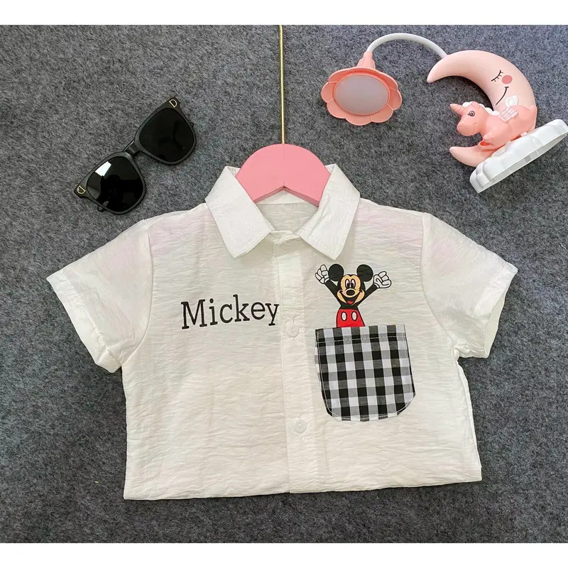 Áo sơ mi cộc tay cho bé trai size từ 7-21kg, có 2 màu xanh và trắng - GIALINHKIDS 3