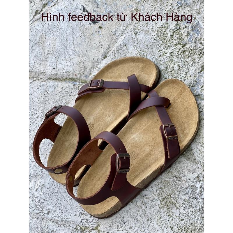 ZEPPA chính hãng - Da bò thật 100% - Sandal xỏ ngón chéo màu nâu MS: SN2 (Size: 35-43) - Sandal đế trấu da bò UNISEX 4