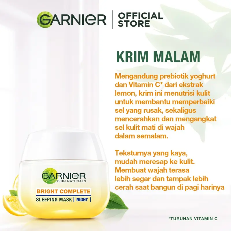 Paket Skincare Garnier Bright Complete Vitamin C Simple Set - Krim Pagi & Krim Malam Mencerahkan (Day Cream 50 ml + Night Cream 50 ml) 2