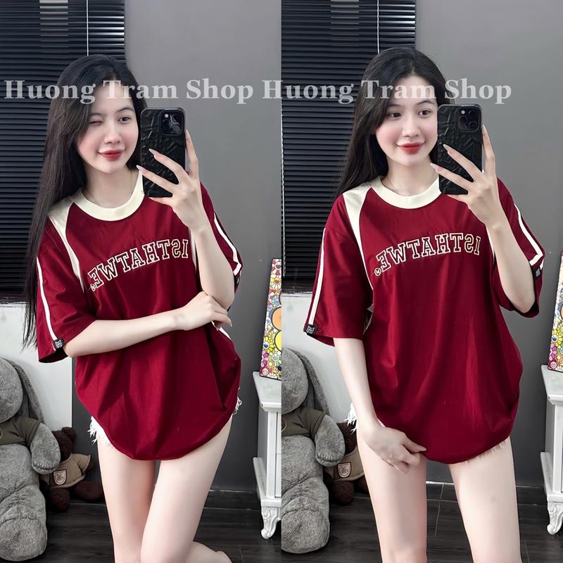 Product Introduction of Áo Thun Freesize Cotton 4 chiều 240gsm - IS THAT WE thêu phối trước sau , Chất thun cotton 4chiều mềm mát , Form dáng rộng 42-70kg, Hương Trầm Shop Nữ Women Cổ Tròn 10