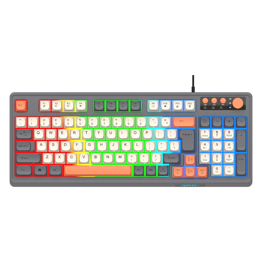 Bàn phím giả cơ Gaming RaiKu K98 full size - Led Rainbow siêu đẹp - Có núm xoay - Phím BPT - Gõ êm | BigBuy360 - bigbuy360.vn Bàn phím giả cơ Gaming RaiKu K98 full size - Led Rainbow siêu đẹp - Có núm xoay - Phím BPT - Gõ êm | BigBuy360 - bigbuy360.vn