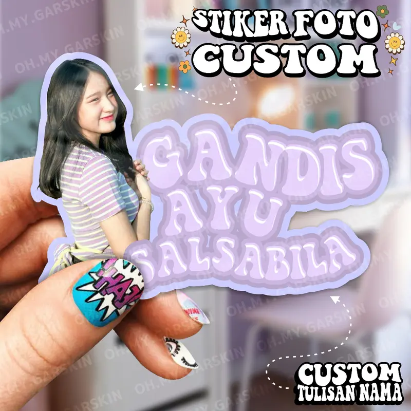 Stiker Foto dan Tulisan Nama Custom - Cetak Photo Stiker Waterproof 0