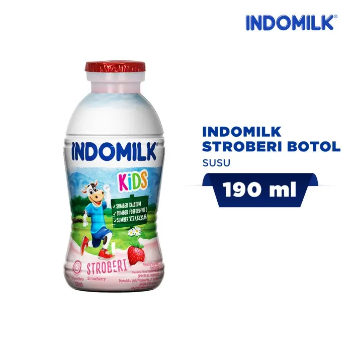 Indomilk Strawberry Botol 190 Ml 0