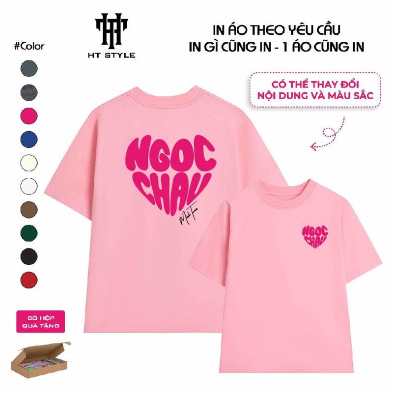 [ÁO IN THEO YÊU CẦU] Áo cotton 1oo% 250gr in tên hình trái tim theo yêu cầu full box 2