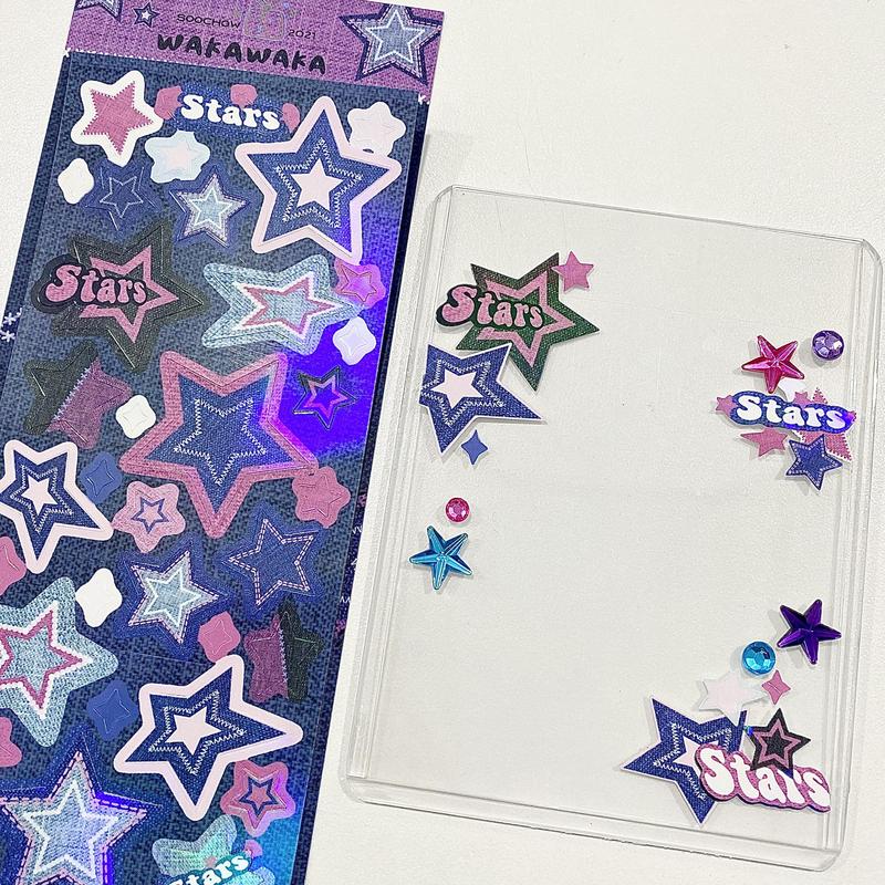 Star Pattern Sticker, 1 Count Decorative Sticker, DIY Decorative Sticker for Scrapbooking, Journal Making, Gift Wrapping 4