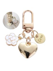 Llavero de Diseño de Corazón y Flor, Soporte de Llavero Decorado con Perla Falsa Colorida y Linda, Adorno Colgante para Bolsa de Auto para Mujeres, Recuerdo Regalo de Cumpleaños