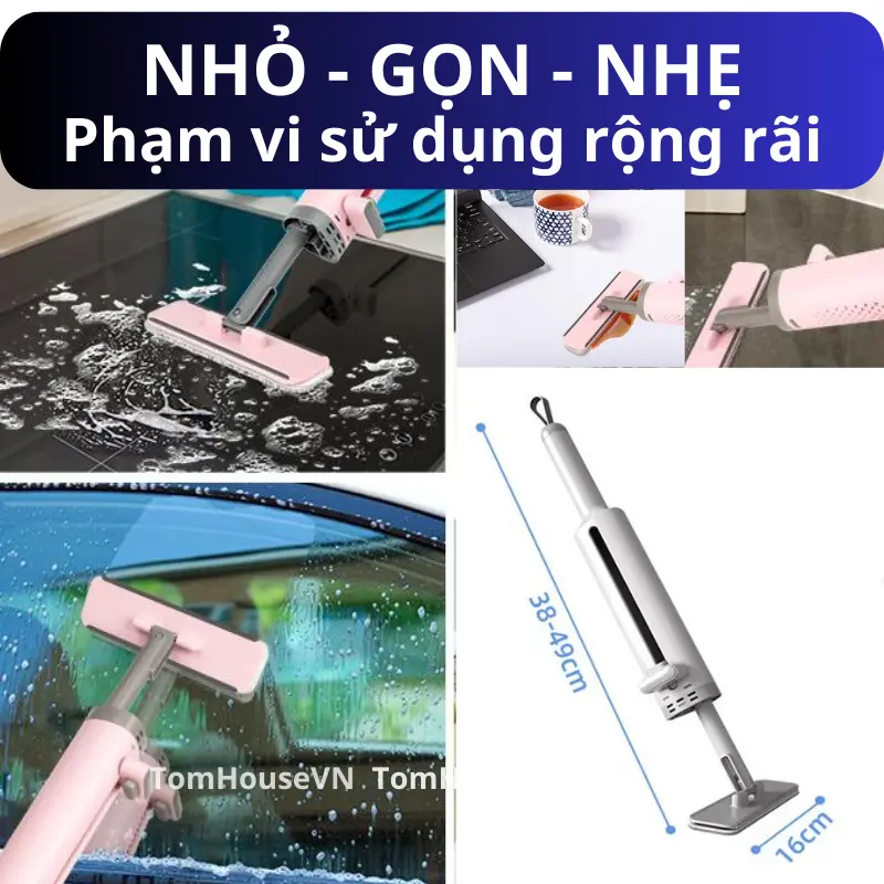 Cây Lau Nhà Tự Vắt Cầm Tay Phiên Bản Cao Cấp, Cây Lau Đa Năng Mini Lười Không Cần Giặt Tay Gấp Gọn 3