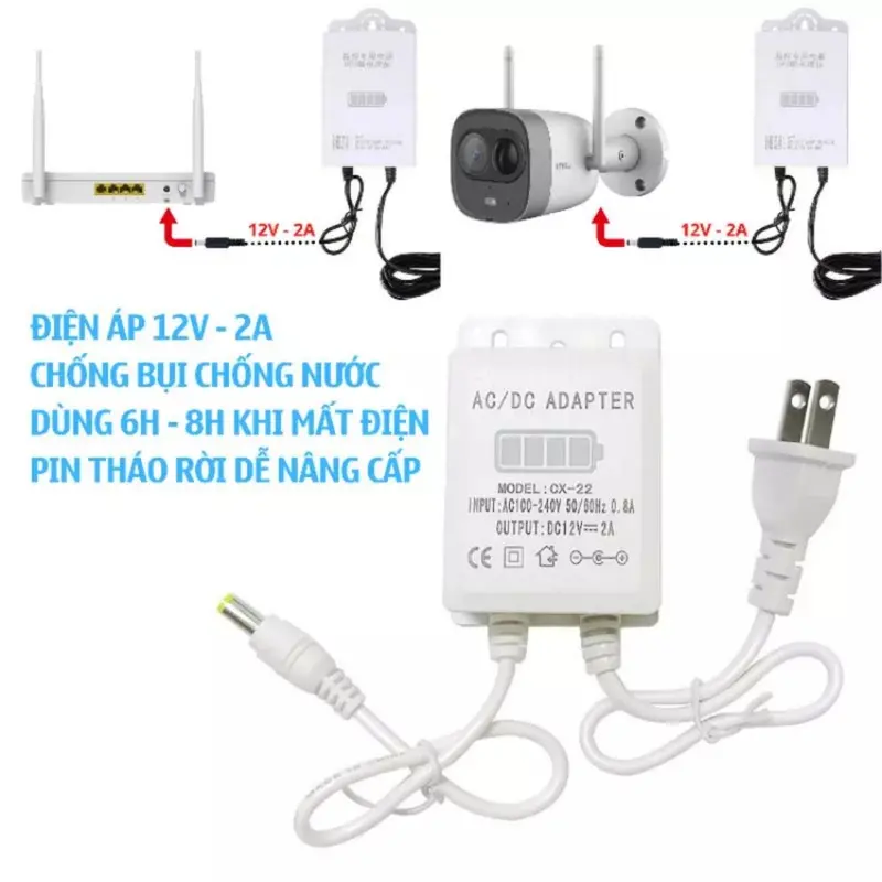 Pin dự phòng wifi  UPS 12V dung lượng 7800mAh, lưu điện camera, wifi, loại tốt 3