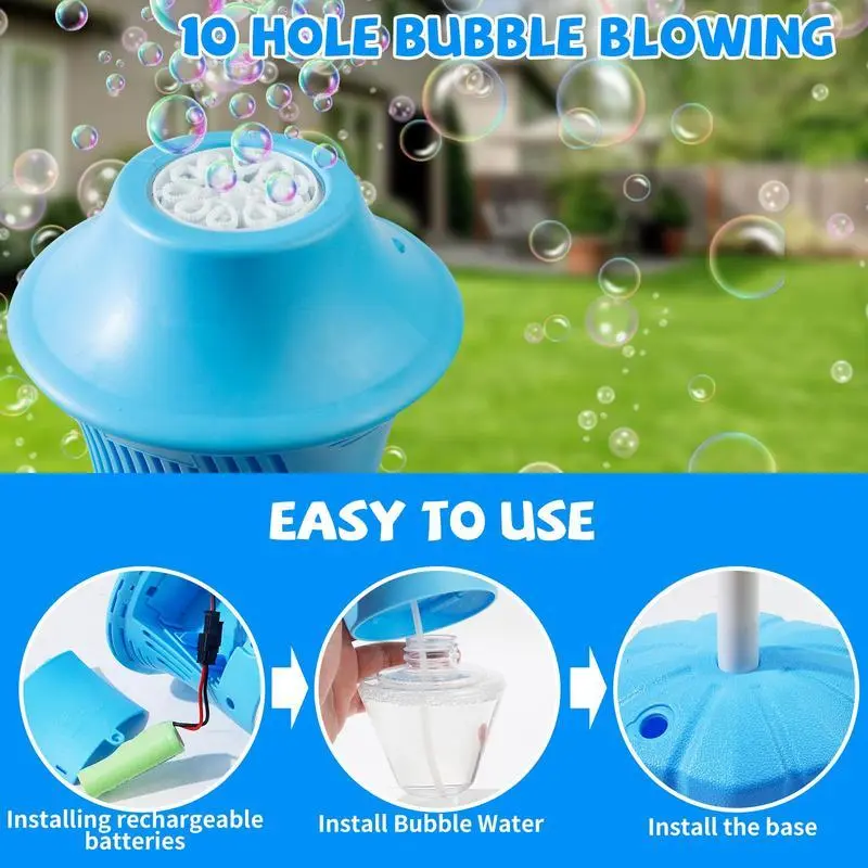 Bubble Machine Toy, 1 Box Automatic Bubble Blower with 80ML Bubble Liquid & Accessories, Adjustable Height Bubble Maker for Wedding & Party 5