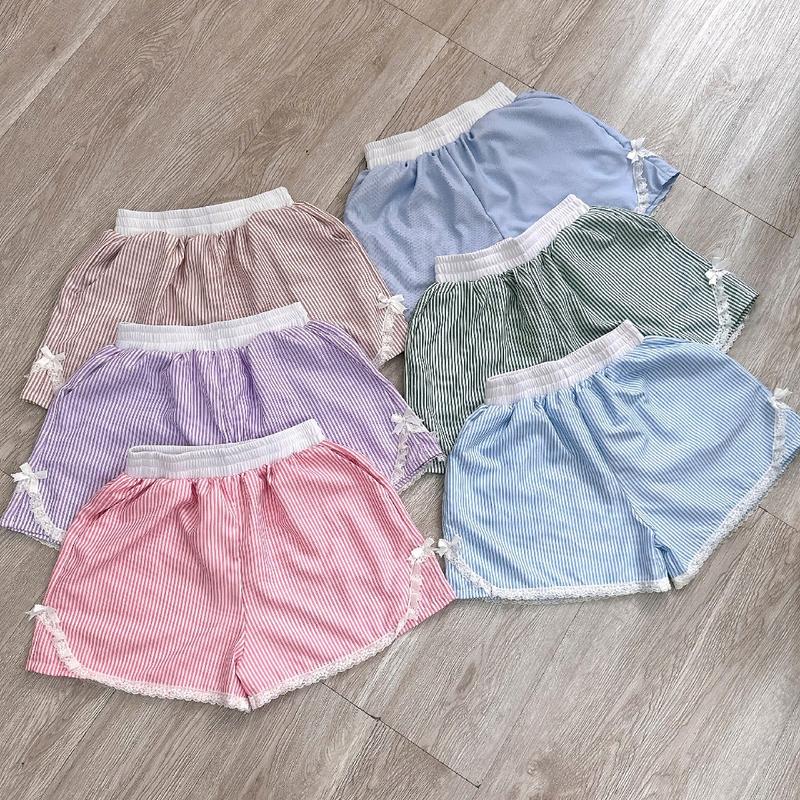 [ Quần phối ren ] Quần Short Đùi Sọc Phối Ren Nữ Women Siêu Đẹp quần  heo hồng quần  bí quần  đùi