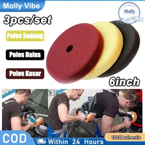 1/3Pcs Foam Pad Spon Busa Poles Mesin DA Eksentrik 6Inch Buffing Pad untuk Mobil Rumah Poles Waxing