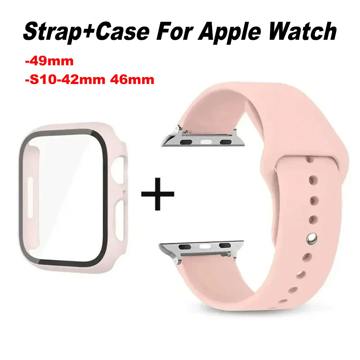 Glass+Case+Strap for Apple Watch Band S10 42mm 46mm 41mm 45mm 49mm Screen Protectors for IWatch Series 9 8 7 6 SE 5 4