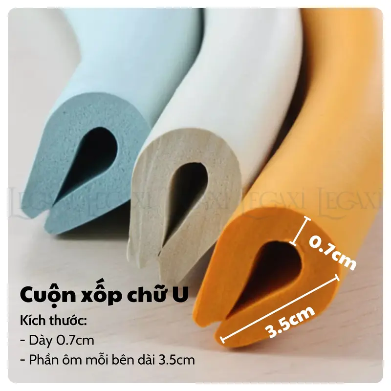 Cuộn mút xốp nhiều màu bọc góc bàn chữ U bo góc bảo vệ em bé tránh va chạm trầy xước Legaxi 1