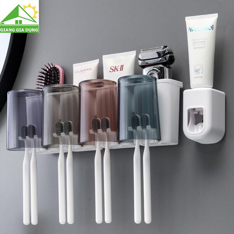 Giá Đỡ tặng kèm 4 cốc Kem Đánh Răng Bóp Treo Tường Phòng Tắm Cốc Có Giá Để Đồ Không Đục Lỗ Bàn Chải Đánh Răng 5