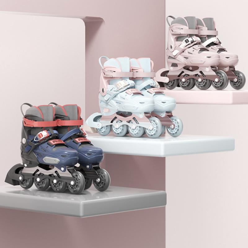 Giày trượt patin SWAY - T2A mẫu mới cao cấp boots cứng khoá thân nhựa 8 bánh PU phát sáng đèn LED