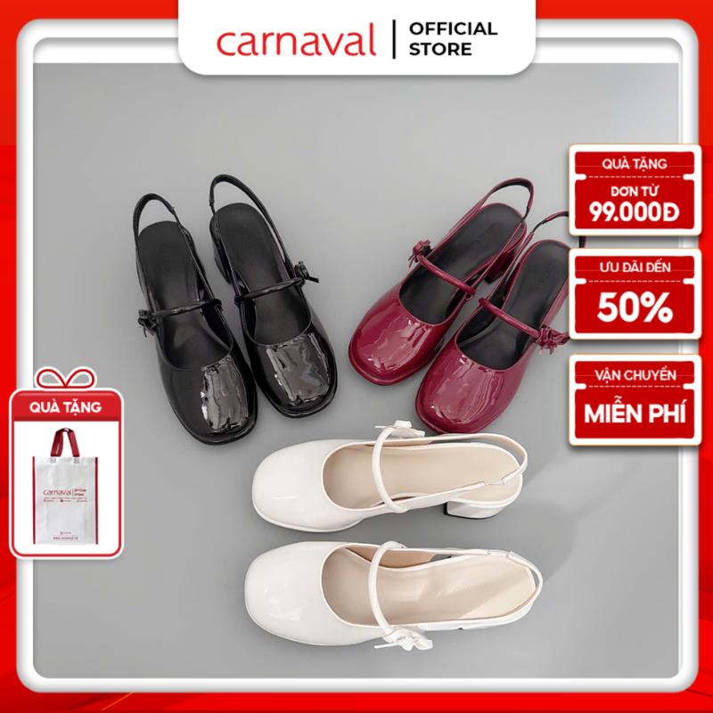 Giày Mary Jane Nữ Da Bóng Carnaval Gót Vuông Cao 5cm Phong Cách Tiểu Thư - VS116