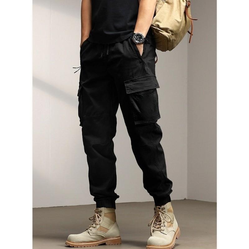 M-5XL Men Cargo Pants Sweatpants Drawstring Elastic Waist Spring Summer Autumn Winter Casual Korean Street Loose Long Tactical Military Plus Size Black Khaki Grey Green 5