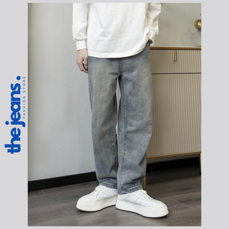 Deal Mở Bán Quần Jean Nam Dáng Baggy Ống Suông Màu Xanh Retro Chất Vải Dày Dặn The Jeans - Menswear Pants Navy Có Túi