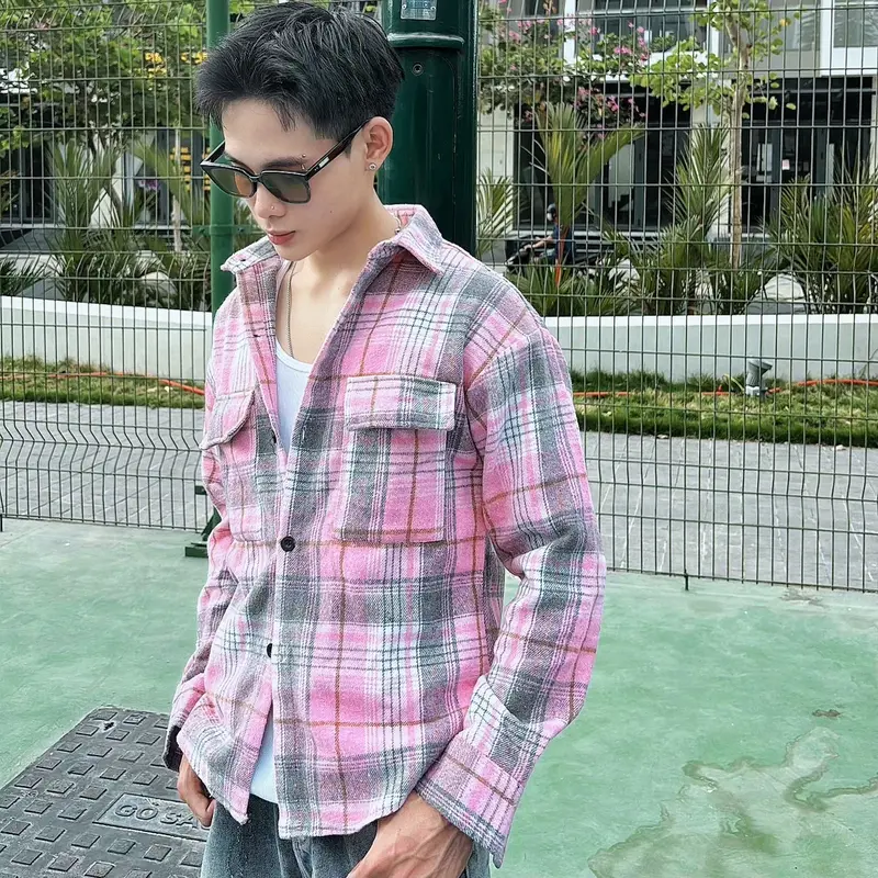 Áo Sơ Mi Khoác FLANNEL JACKET Caro Chất Vải Dày Mr Smile 99 Shop SM121 Menswear 4
