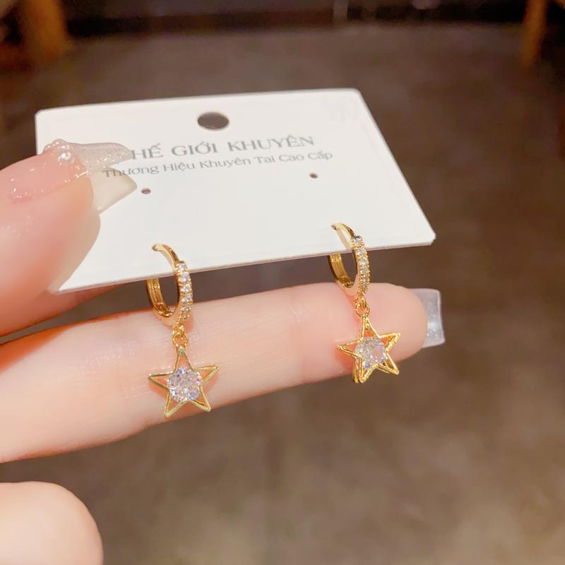 Khuyên Tai Nữ Cao Cấp Đính Đá Nhỏ Nhắn Dễ Đeo Phong Cách Hàn Quốc, Hoa Tai Cute khuyên tai