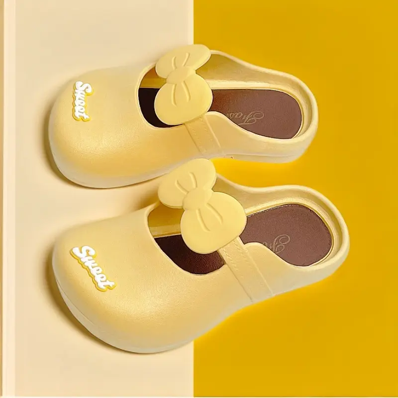 Little Girl Children's Slippers Summer Girls Indoor Home Non-Slip Soft Sole Princess Bowknot Toddler Baby Closed-Toe Slippers
