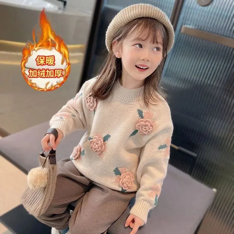 Áo Len Bé Gái, Thời Trang Phong Cách Phương Tây, Áo Len Lông Cừu, Áo Khoác Ngoài Trẻ Em, Thích Hợp Cho Bé Gái Và Phụ Nữ Và Thanh Thiếu Niên, Hàng Mới Về Thu Đông 2024