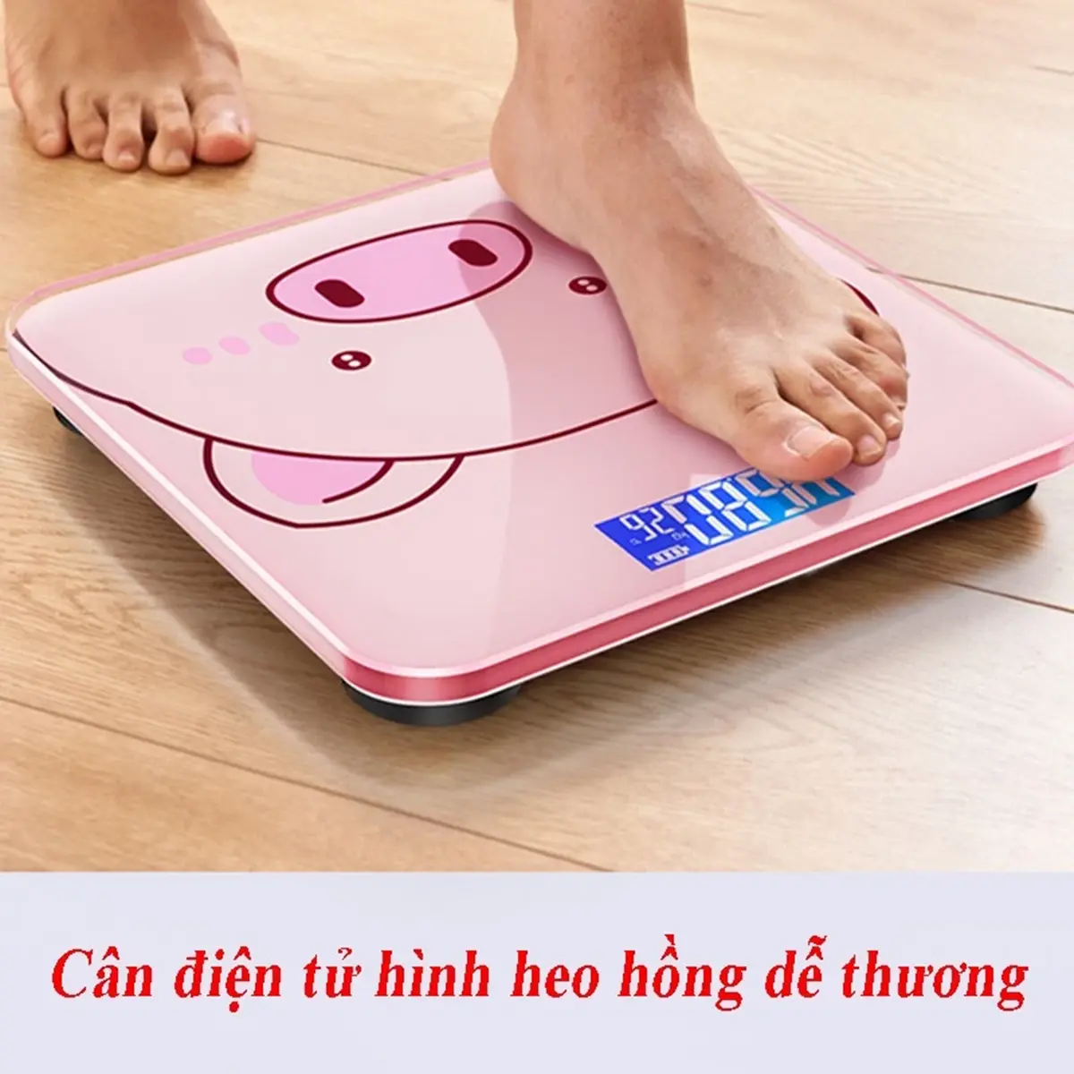 Cân điện tử sức khỏe thông minh hình lợn hồng cute, cân tiểu ly mini nhà bếp dùng pin