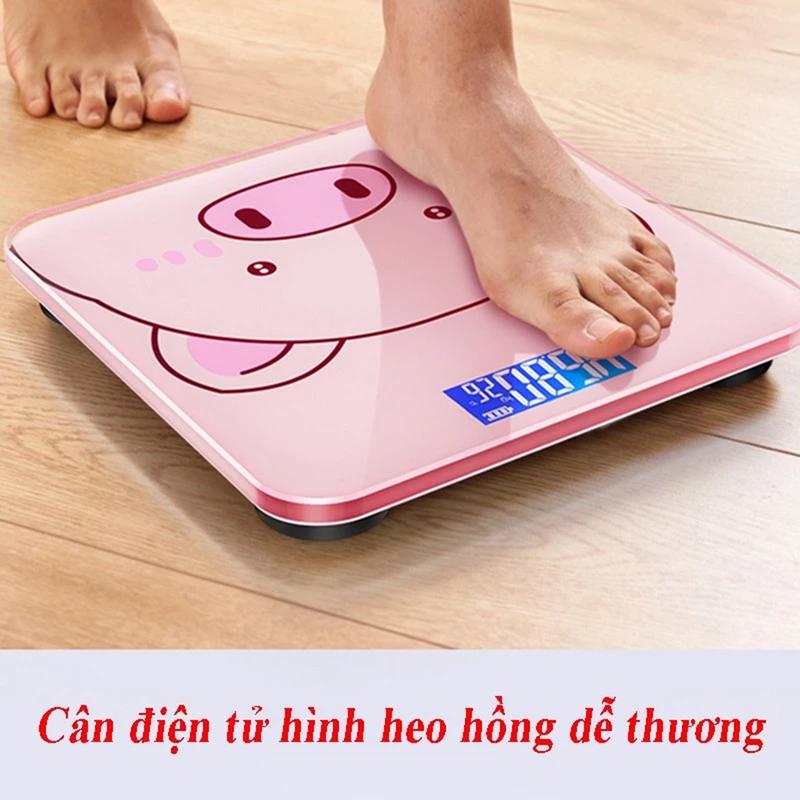  Cân điện tử sức khỏe thông minh hình lợn hồng cute cân tiểu ly mini nhà bếp dùng pin 