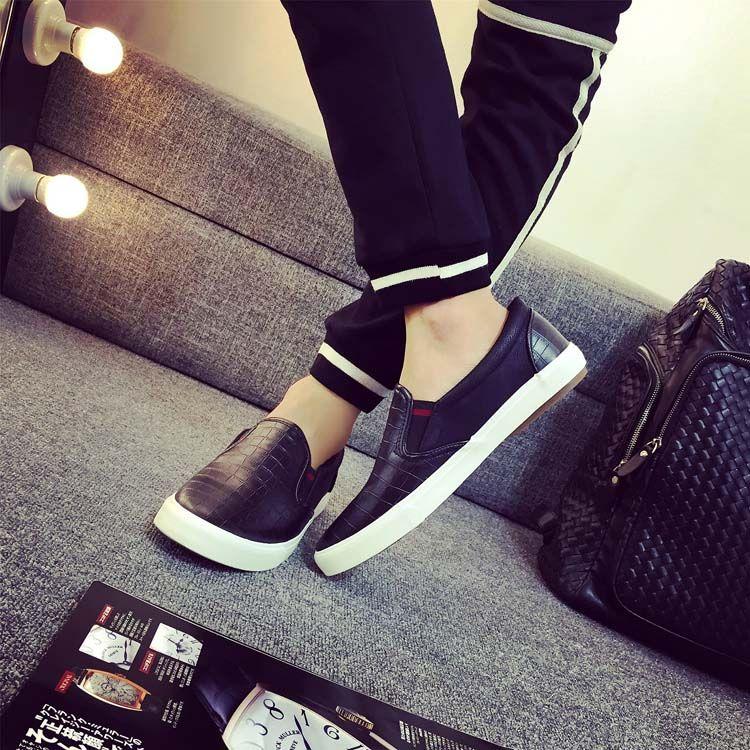 Product Introduction of Spring PU Leather Shoes Men's Waterproof Slip-on Lazy Shoes Versatile Sneakers Casual Shoes Black Men's Shoes 7