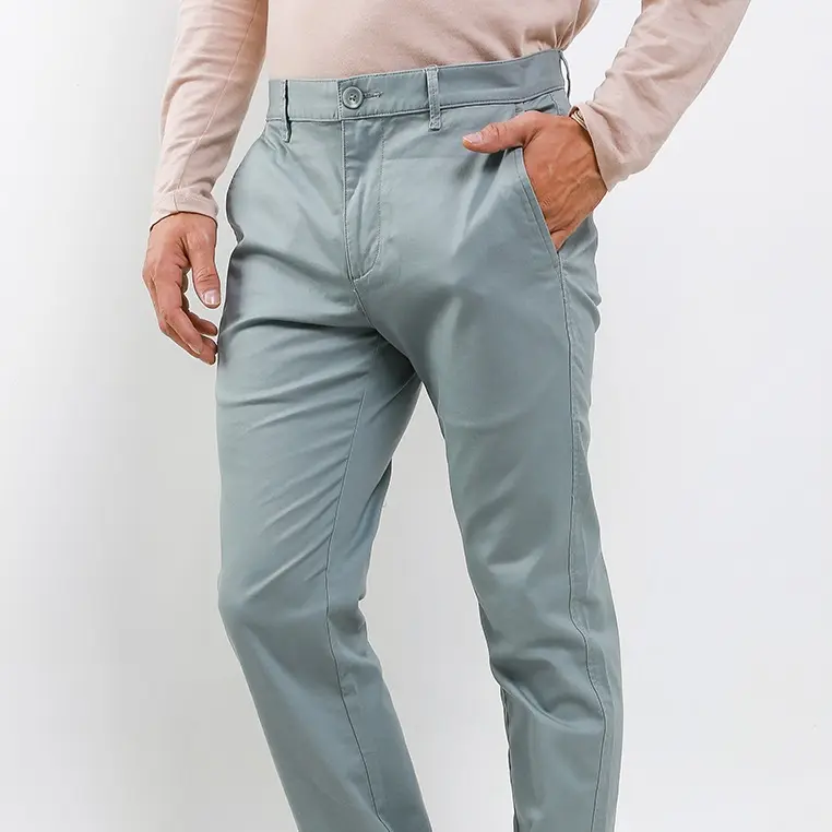 Giordano Men's Essential Khakis Pants Light Shady Forest Color Casual Celana Panjang  Pria