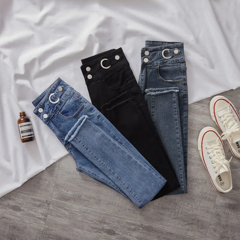 CELANA PANJANG JEANS HIGH WAIST DOUBLE BUTTON-J008