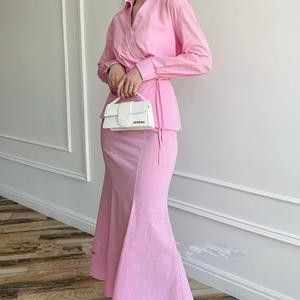 Pakaian Wanita, Gaya Muslim, Fesyen Elegan, Skirt Bodycon, Atasan Tali, Skirt Sut Musim Bunga, DM116, Ketibaan Baru