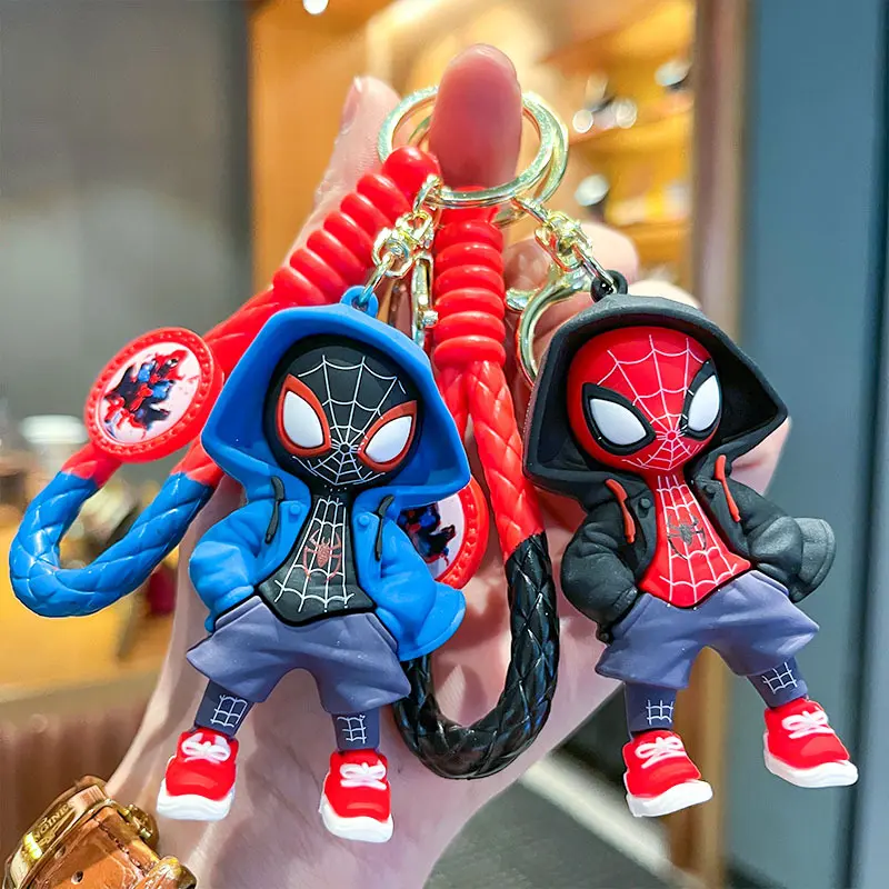 Classic Trendy Cross-Dressing Spider-Man Three-Dimensional Doll Car Key Ring Hanging Piece Pendant Night Market Couple Gift