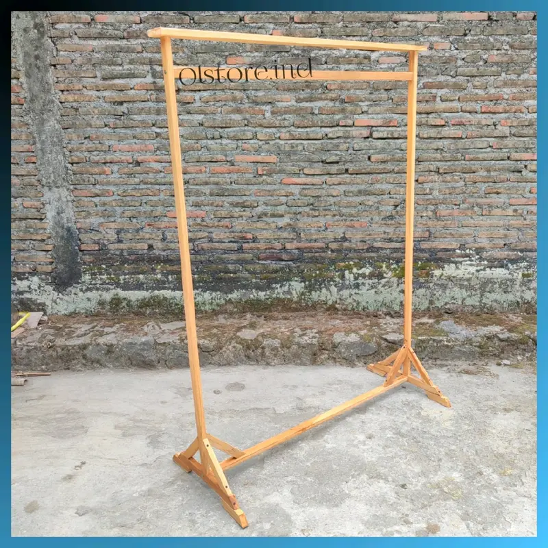 stand hanger kayu premium gantungan baju  jemuran baju simpel estetik premium kualitas bintang anti karat dan peyok Pakaian 2