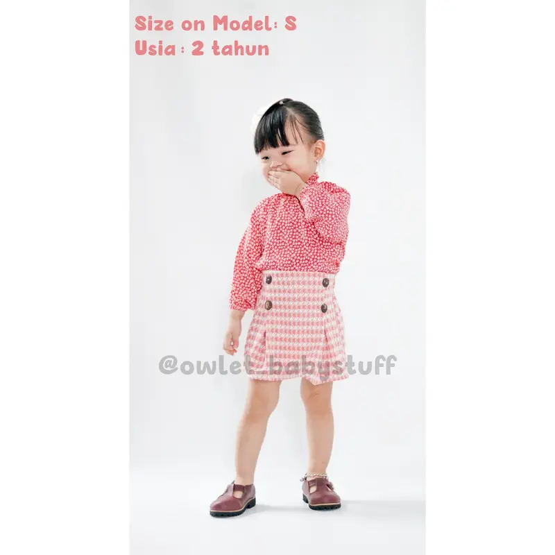 Owlet - rok anak perempuan / bawahan anak perempuan / rok mini anak  / rok pendek anak / rok korea kancing / rok remple korea anak Fashion 3