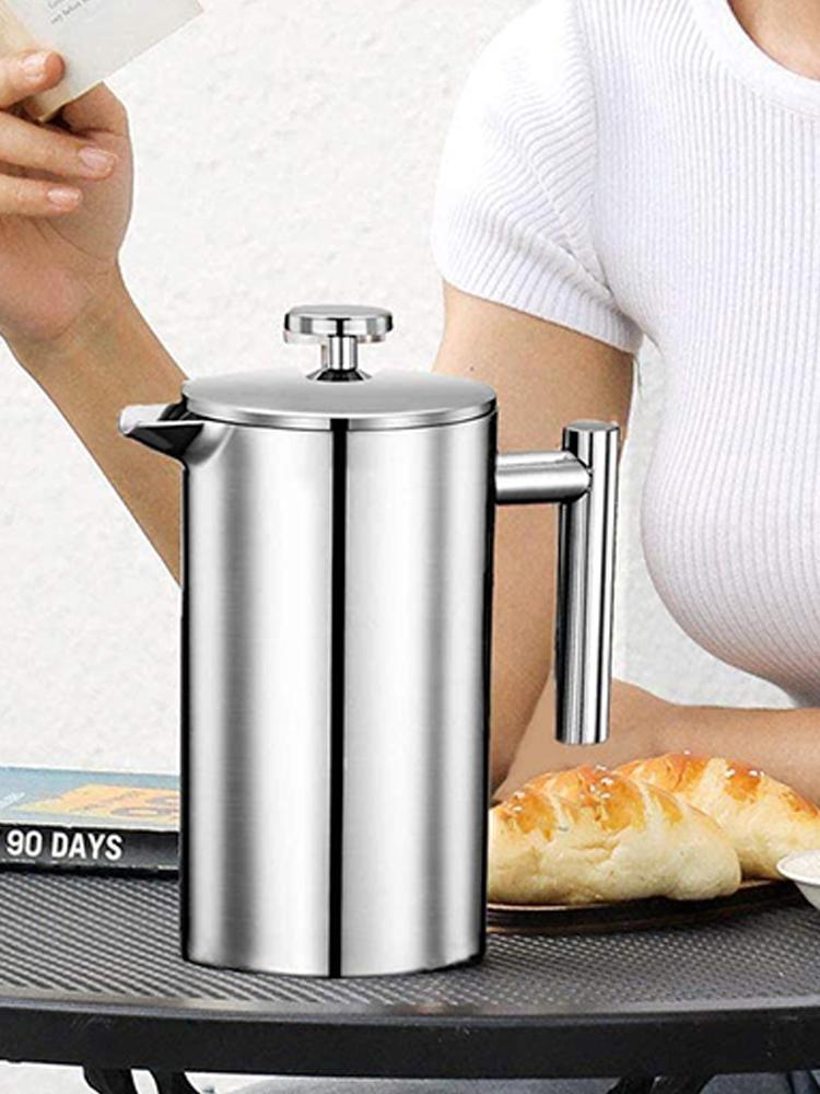 Product Introduction of Coffee Machine Brewing Pot Coffee Pot 304 Stainless Steel Double Wall Double Layer French Filter Press Pot Tea Maker 19