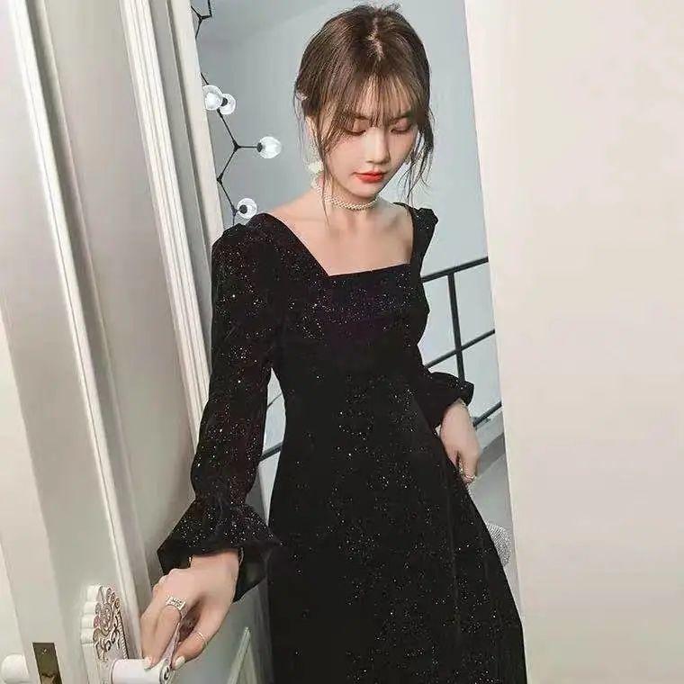 Product Introduction of Váy Ăn Tối, Hàng Mới Về, Dài Và Thanh Lịch, Quyến Rũ, Cổ Vuông, Màu Đỏ Rượu Vang Vang, Eo Bó Sát, Thích Hợp Mặc Hàng Ngày 8